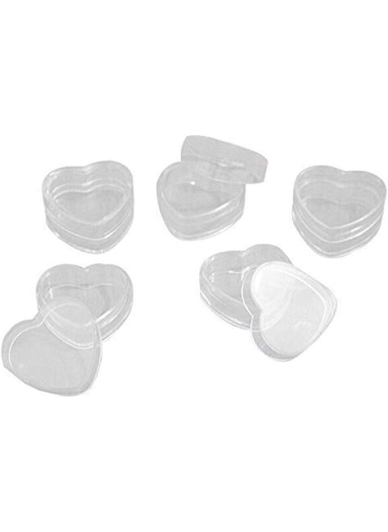 esowemsn 48pcs 4ml 0.14oz Mini Empty Clear Refillable Plastic Heart Shape Pot Jars Cosmetic Sample Containers with Lids Best for Nail Powder Eye Shadows Lip Balm Face Creams Sampling 
