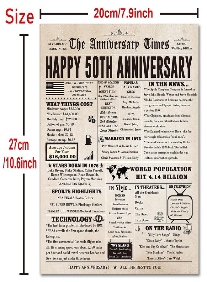 FANCYLUCKY Jumbo 50th Anniversary Card for Women Men, Funny 50th Wedding Anniversary Decorations for Mom Dad, Romantic 50 Year Anniversary Card Gift for Wife Husband, Golden Wedding Gift - Image 2