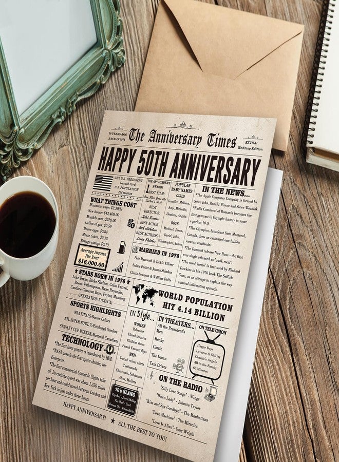 FANCYLUCKY Jumbo 50th Anniversary Card for Women Men, Funny 50th Wedding Anniversary Decorations for Mom Dad, Romantic 50 Year Anniversary Card Gift for Wife Husband, Golden Wedding Gift - Image 4