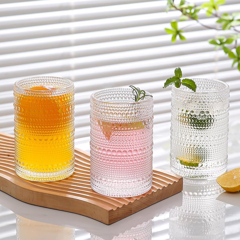 Amyoole 15oz Hobnail Drinking Glasses Set of 6,Clear Vintage Glassware Embossed Water Tumbler,Cocktail Glass Cups for Beer,Whiskey,Juice and Various Mixed Drinks - Image 3