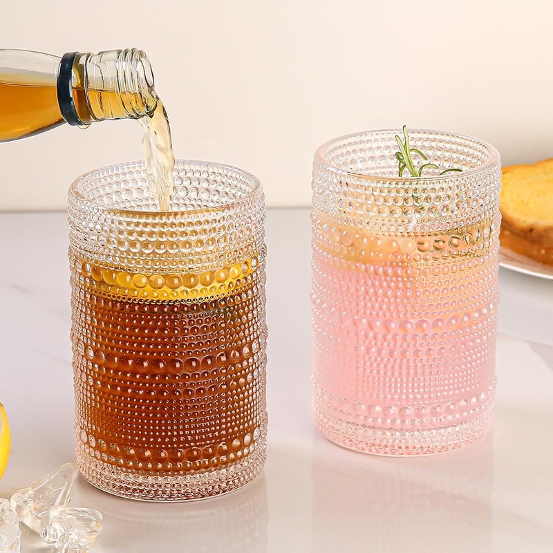 Amyoole 15oz Hobnail Drinking Glasses Set of 6,Clear Vintage Glassware Embossed Water Tumbler,Cocktail Glass Cups for Beer,Whiskey,Juice and Various Mixed Drinks - Image 4