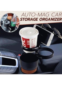 LIXES Auto-Mug Car Storage Organizer, Car Cup Holder Organizer, 3 in 1 Multi-Function Cup Holder, 360° Rotating Adjustable Base, Suitable for Round Cup Slot Models and All Types Cars  - Image 3