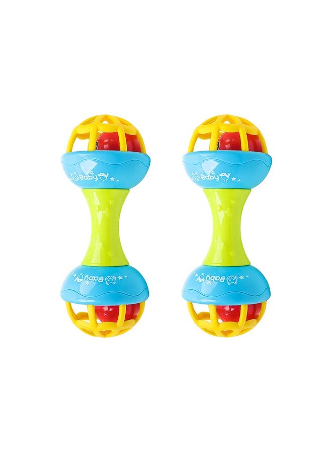 WISHKEY Plastic Colorful Rattles for Infants, BPA Free Non-Toxic Shake & Grab Toys for New Born Babies, Early Age Toys for Kids, 0-6 Months, Multicolor (Pack of 2) - Image 1
