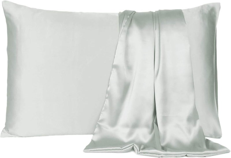 Oussum Satin Pillow Cover Pillowcase Soft & Comfortable Silky for Hair & Skin Bedroom Decor Single Pcs (Silver Gray, Regular Size, 18X27 INCHES) - Image 1
