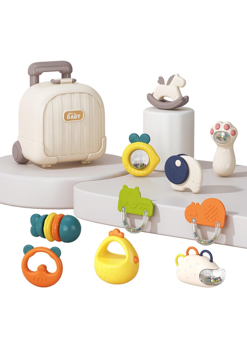 XiuWoo 10 pcs Baby Rattles and Teething Toys for 0-6 Months, Infant Rattle Toys for 3-6 Months, Gift Set for Newborn Boys and Girls  - Image 1