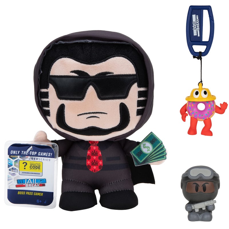 DevSeries Jailbreak Collector Bundle Three Exclusive Virtual Item Codes with Boss Pass Gamer Plush SWAT Pass Gamer Squooshems and Mr Donut Hanger - Image 2