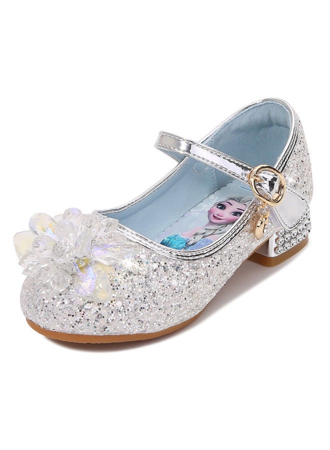 Girls High Heels Spring And Autumn New Little Girl Crystal Leather Shoes Children's Princess Shoes Large Children's Walking Show Soft Sole Children's Shoes