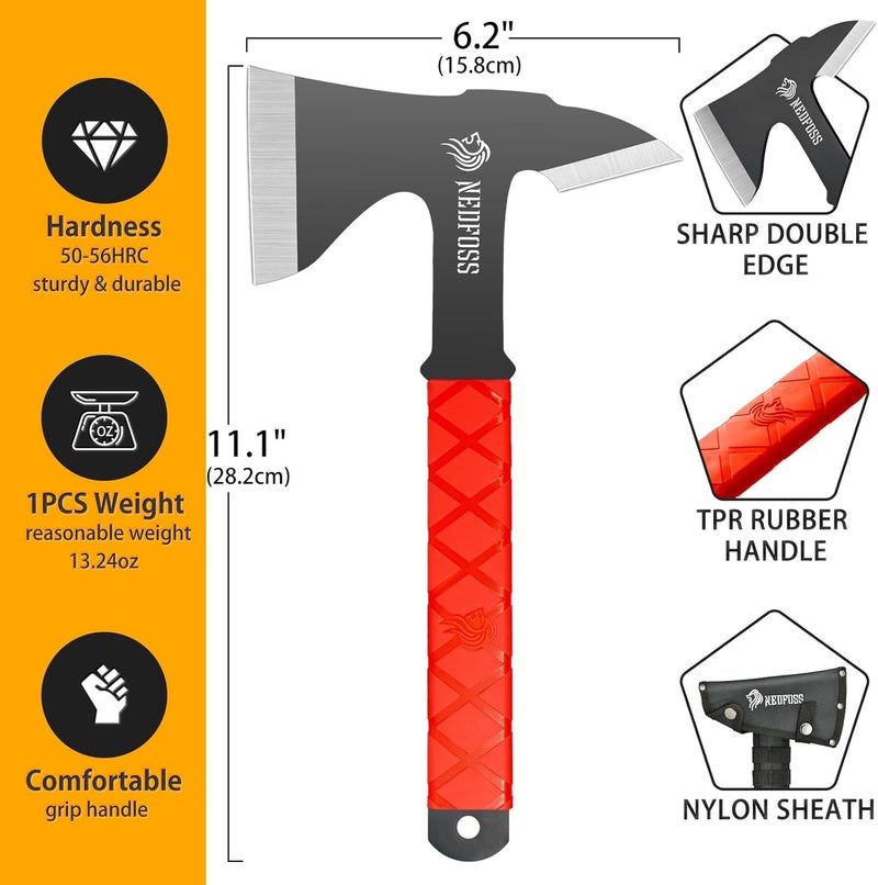 NedFoss Throwing Axes and Tomahawks, Throwing Axe Pack of 3, 11.1" Full Tang Throwing Axe Set with 3.14" Blades, Tomahawk Axe with Nylon Sheath for Axe Throwing Game, Recreation and Competition - Image 4