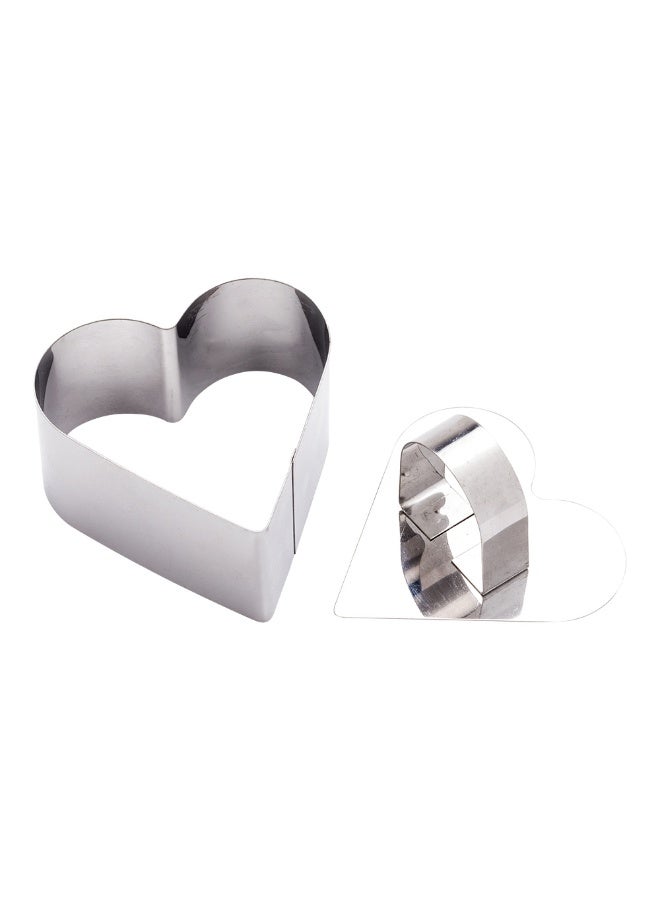 Restaurantware Pastry Tek 3.2 x 2.8 x 1.6 Inch Cake Ring Mold, 1 Heart Cooking Ring With Food Press - Small, Dishwasher-Safe, Stainless Steel Mousse Mold, Oven-Safe, For Pancakes or Cheesecakes  - Image 1