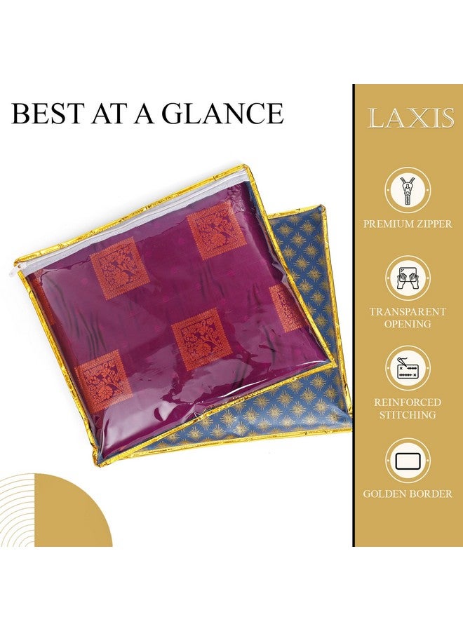 LAXIS HOMFIL Brand - Laxis Non-Woven Single Saree Cover, Saree Bags, Transparent Saree Covers with Zip for Storage, Dust & Waterproof, Wardrobe Saree Packing, Size-36x42x2 CM (Pack of 10, Navy Blue) - Image 4