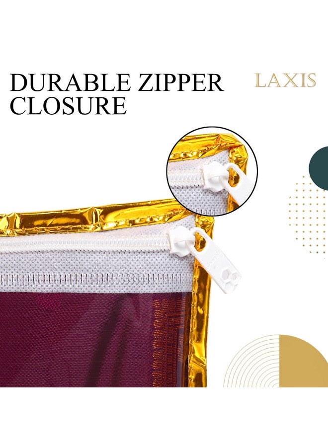 LAXIS HOMFIL Brand - Laxis Non-Woven Single Saree Cover, Saree Bags, Transparent Saree Covers with Zip for Storage, Dust & Waterproof, Wardrobe Saree Packing, Size-36x42x2 CM (Pack of 10, Navy Blue) - Image 5