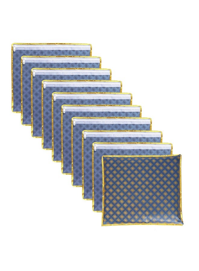 LAXIS HOMFIL Brand - Laxis Non-Woven Single Saree Cover, Saree Bags, Transparent Saree Covers with Zip for Storage, Dust & Waterproof, Wardrobe Saree Packing, Size-36x42x2 CM (Pack of 10, Navy Blue) - Image 1