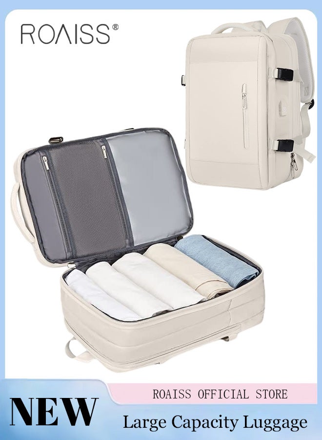 roaiss Carry-On Luggage Backpack High Capacity Business Travel Expandable Bag for Short Trips Dry and Wet Separation Scientific Storage Business Computer Bag Simple Solid Color Design with Check In Backpack - Image 2