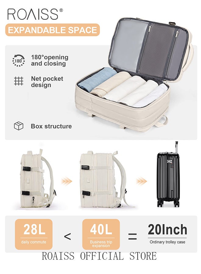 roaiss Carry-On Luggage Backpack High Capacity Business Travel Expandable Bag for Short Trips Dry and Wet Separation Scientific Storage Business Computer Bag Simple Solid Color Design with Check In Backpack - Image 3