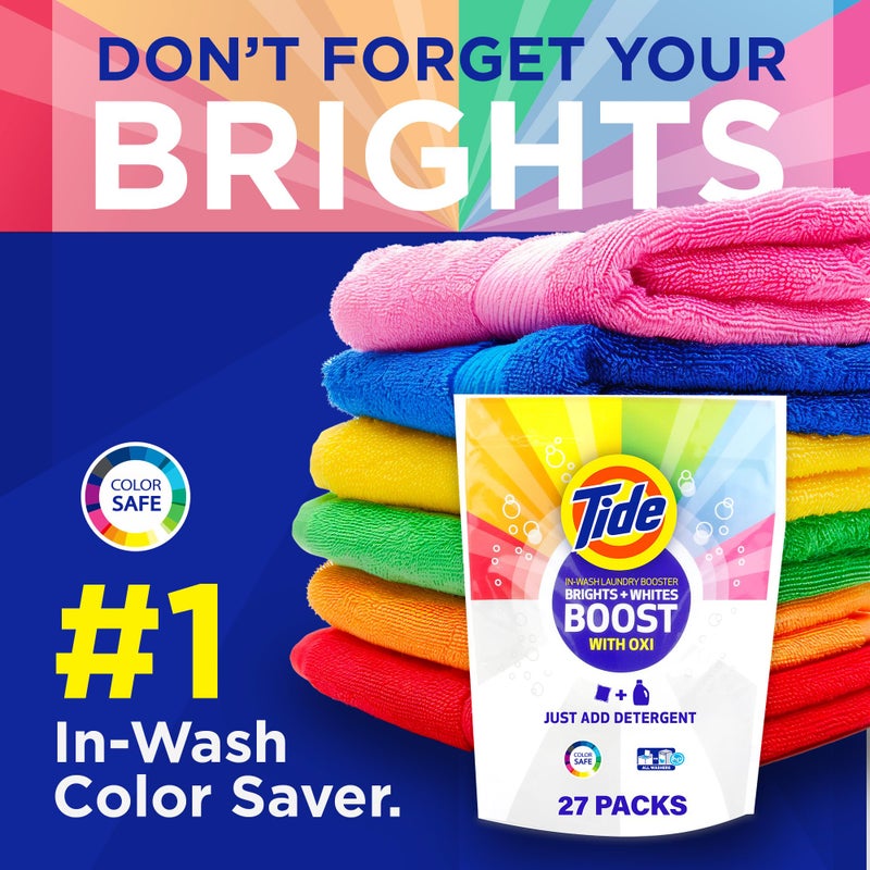Tide Brights & Whites Odor Rescue, In Wash Odor Eliminator with Oxi, Scent Booster, Removes Odors in a Single Wash, 27 Count (Pack of 1) - Image 2