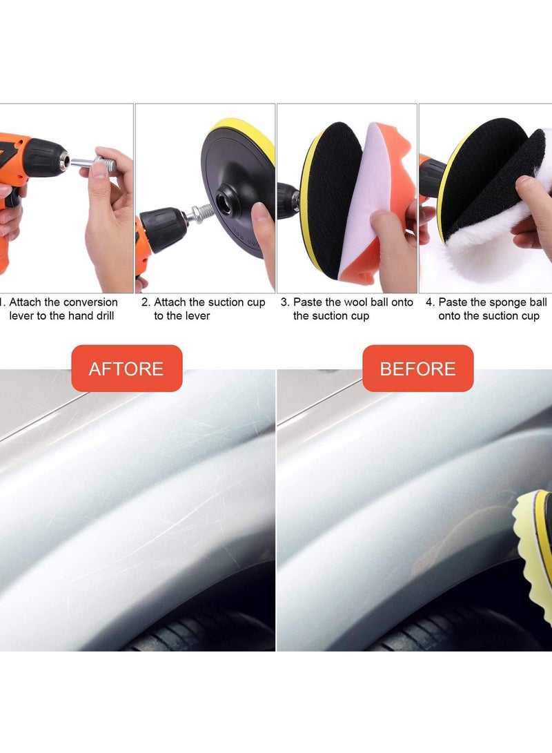 Car Polishing & Waxing Sponge Set Wool Wheel Polishing Pad Sponge Balls