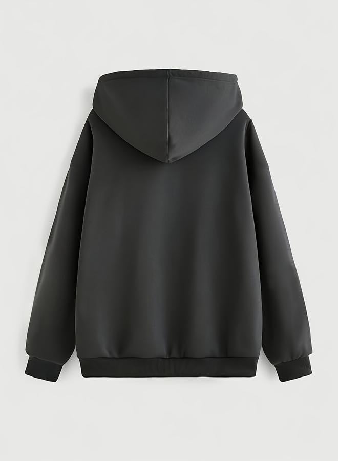 Take Two Black Butterfly Print Hooded Jacket - Image 3