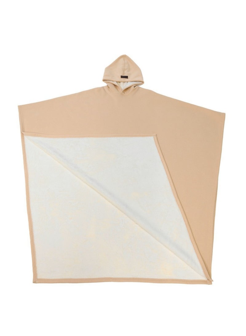 Thickened Flannel Warm Shawl Blanket, Oversized Long Sleeve Hoodie,Suitable forHome and Office Use, Unisex—Apricot - Image 1