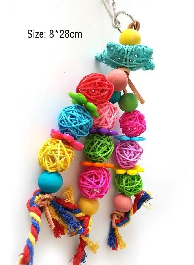 Bird toy parrot Hanging swing chewing vine balls Rotating windmill station stand Suitable for parrots, monk parrots, parakeets, cockatoos, parrots, creeps and cute birds in cages 2 pieces - Image 5