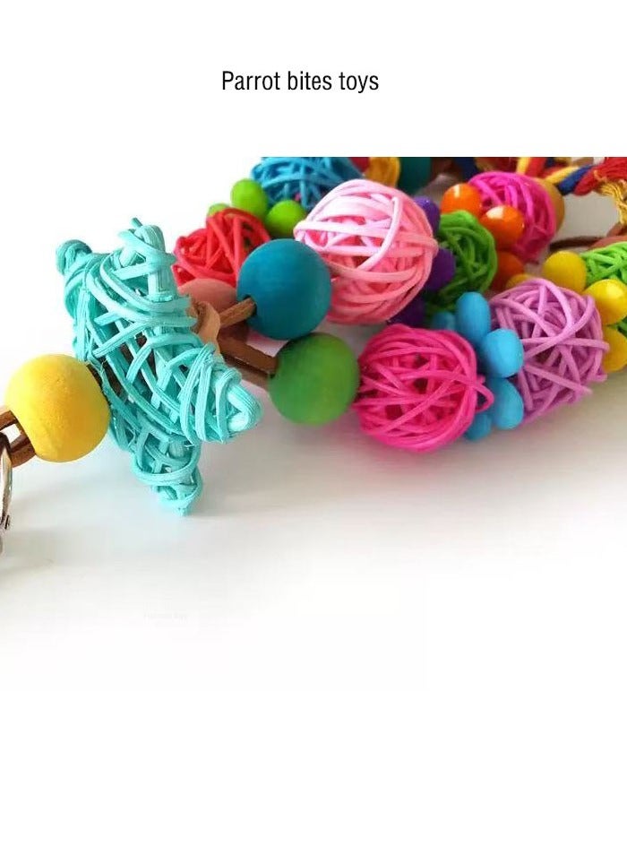 Bird toy parrot Hanging swing chewing vine balls Rotating windmill station stand Suitable for parrots, monk parrots, parakeets, cockatoos, parrots, creeps and cute birds in cages 2 pieces - Image 3