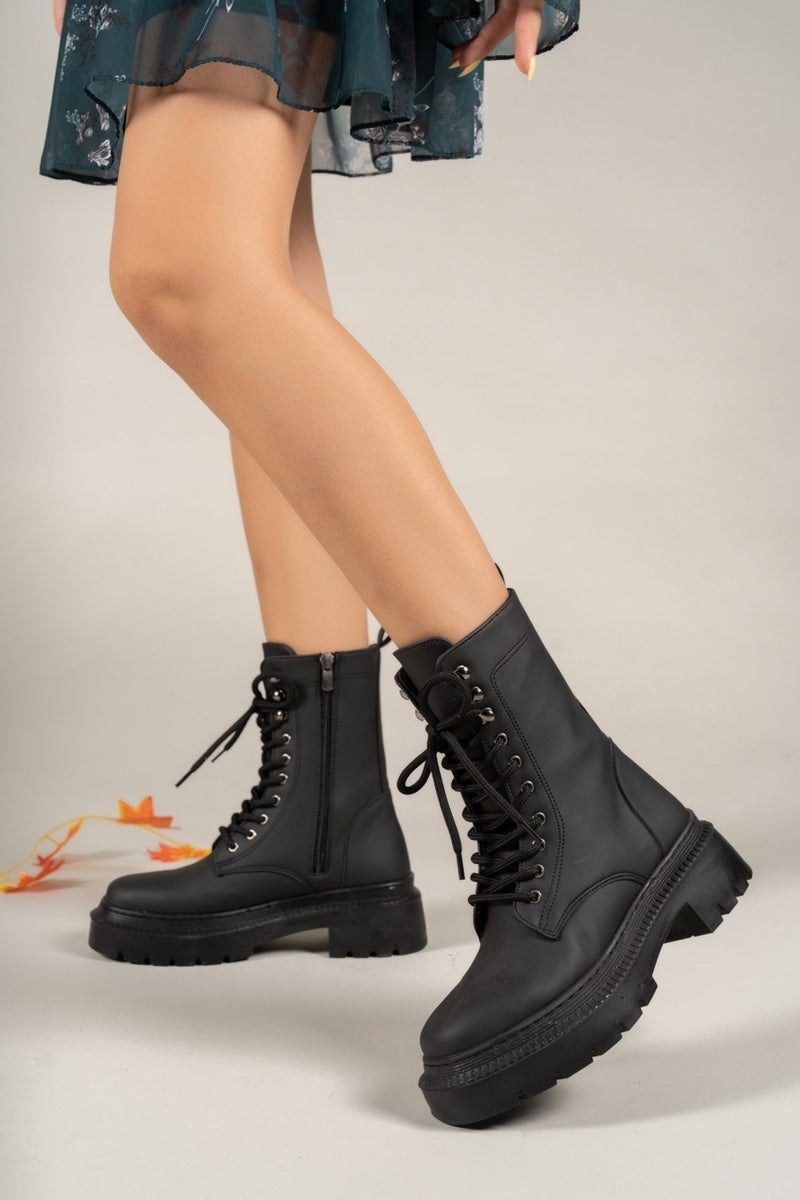 Riccon Extra Matte Black Women's Zippered Boots 0012299  - Image 4