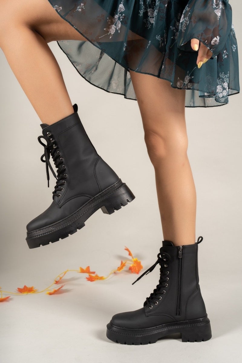 Riccon Extra Matte Black Women's Zippered Boots 0012299  - Image 3
