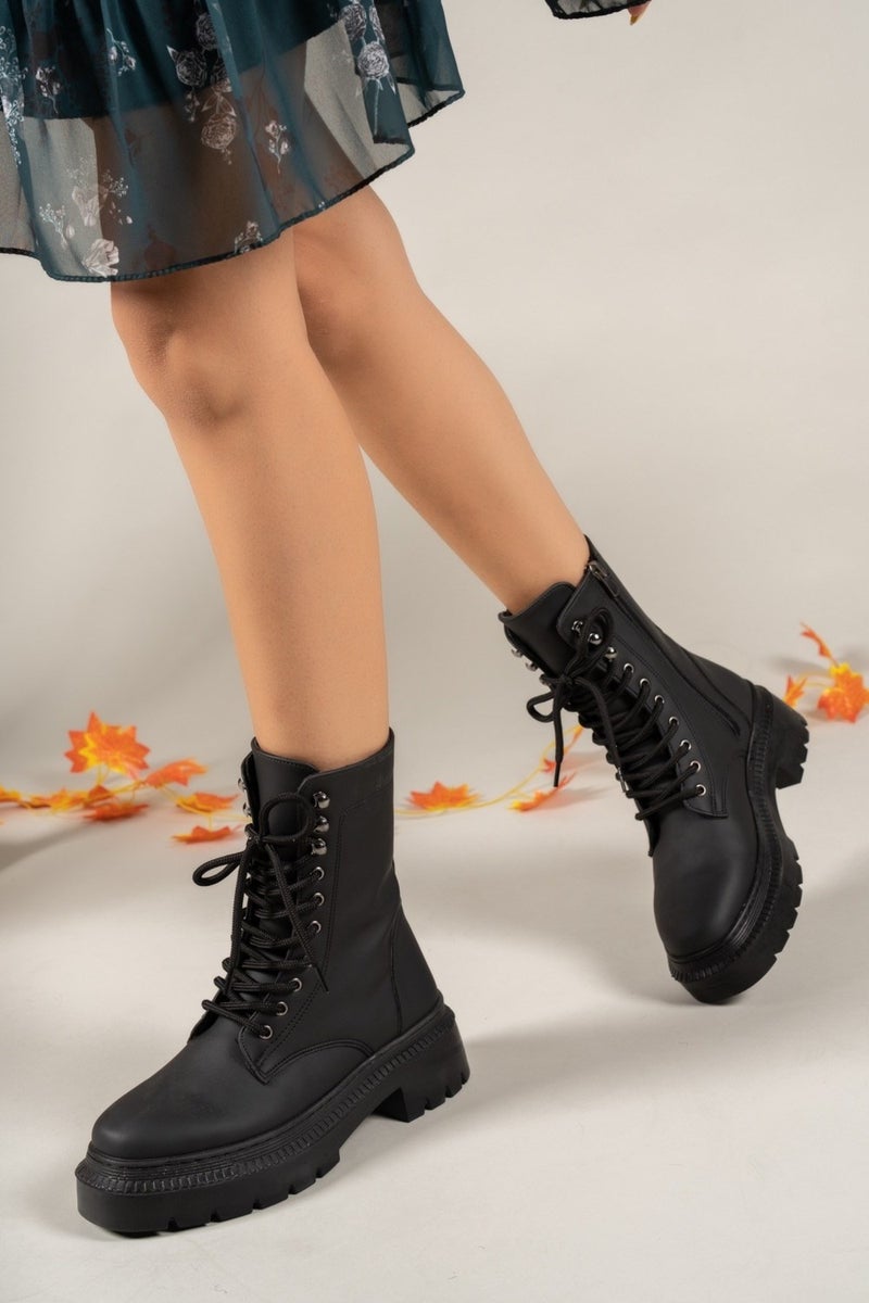 Riccon Extra Matte Black Women's Zippered Boots 0012299  - Image 5