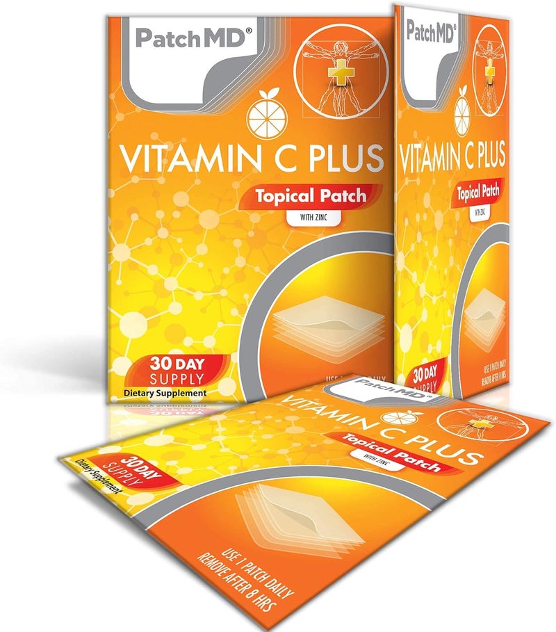 PatchMD Vitamin C Plus 30 Daily Topical Patches 100 Natural Vegan Allergy Filler Free High Absorption More bioavailable Suitable for Sensitive stomachs bariatric - Image 1