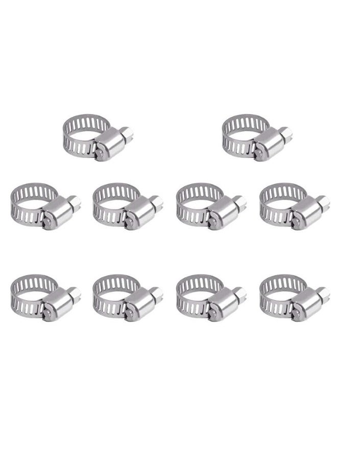 مشابك الخرطوم 10 قطع 10-16 مم مشابك خرطوم قابلة للتعديل مشابك أنابيب 304 أنابيب دفع دودة من الفولاذ المقاوم للصدأ لأنابيب الغاز المنزلية أنابيب الماء - Image 1