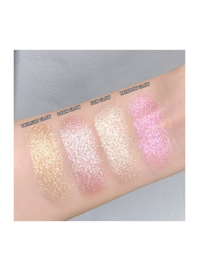 ELLESY ELESSY Highlighter Makeup Palette Long Lasting Face Highlighter Powder Shimmer Highlight Palette Suit All Skin Tones-RAINBOW GLOW - Image 3