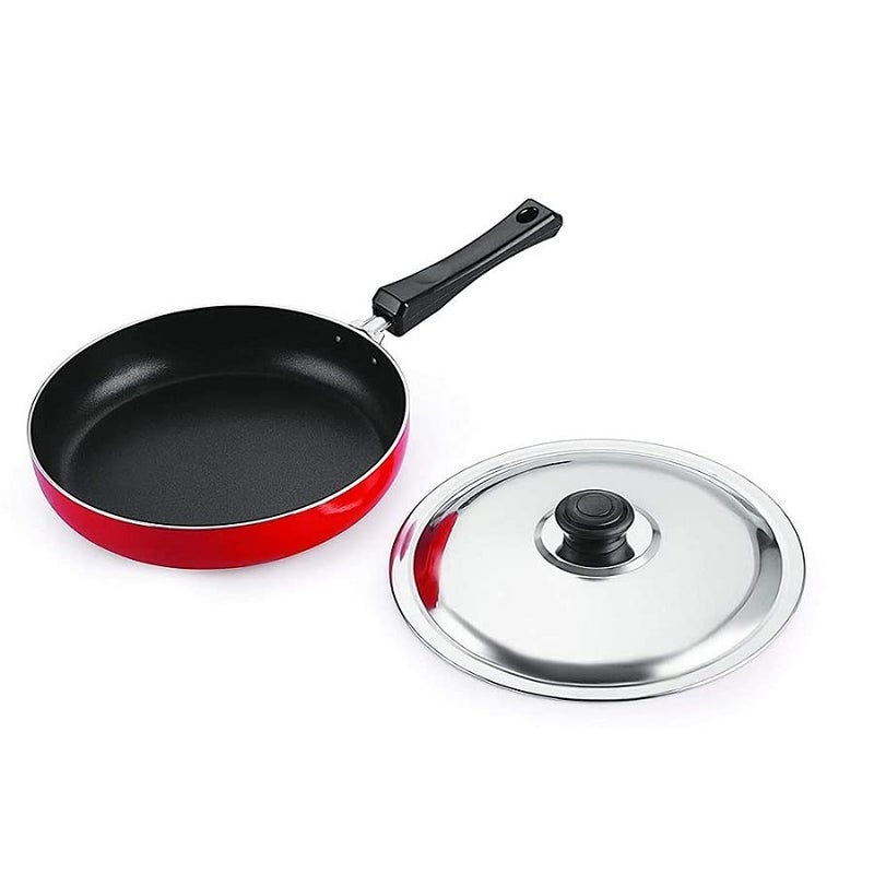 RBGIIT Non Stick Aluminium Straight Fry Pan with Stainless Steel Lid - Image 3