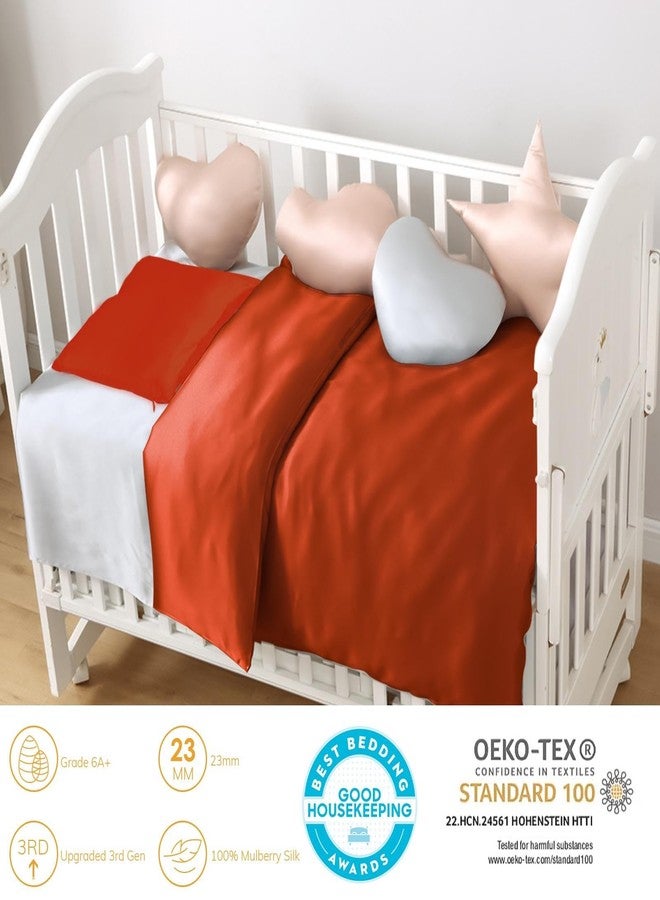 PROMEED 100% Mulberry Silk Crib Duvet Cover and Pillowcase Set for Baby Boys/Girls, Premium 23 Momme 6A+ Grade Pure Silk Toddler Bedding Set (Dusk, Crib) - Image 2