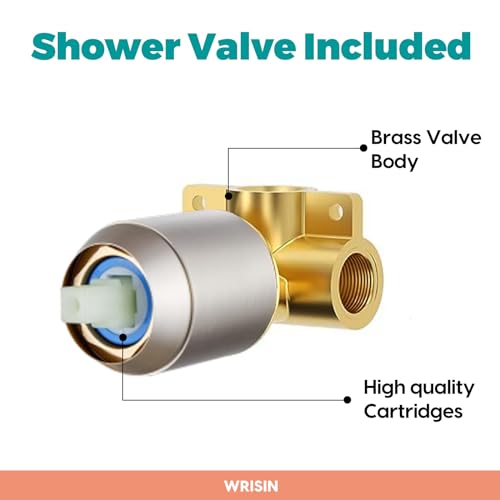 WRISIN Shower Faucet Set Brushed Nickel, Shower Valve Kit with 6 Inch Showerhead - Image 4