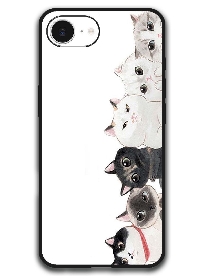 ثيودور حافظة متوافقة مع هاتف Apple iPhone 16e مقاس 6.1 بوصة، غطاء حماية مقاوم للصدمات - قطط لطيفة - Image 1