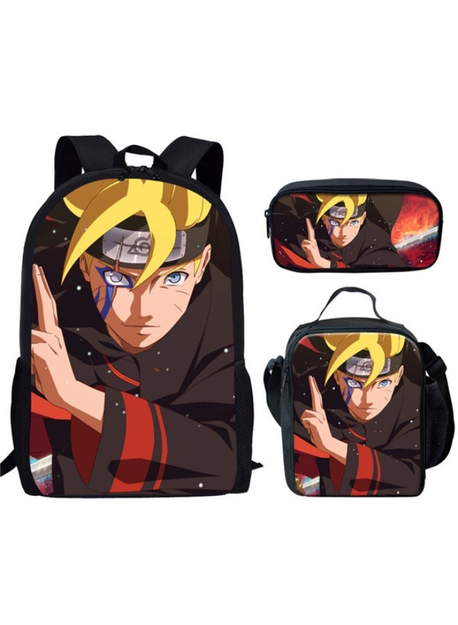 Naruto backpack pencil case satchel three-piece suit men and women leisure sports travel backpack student school backpack - Image 1