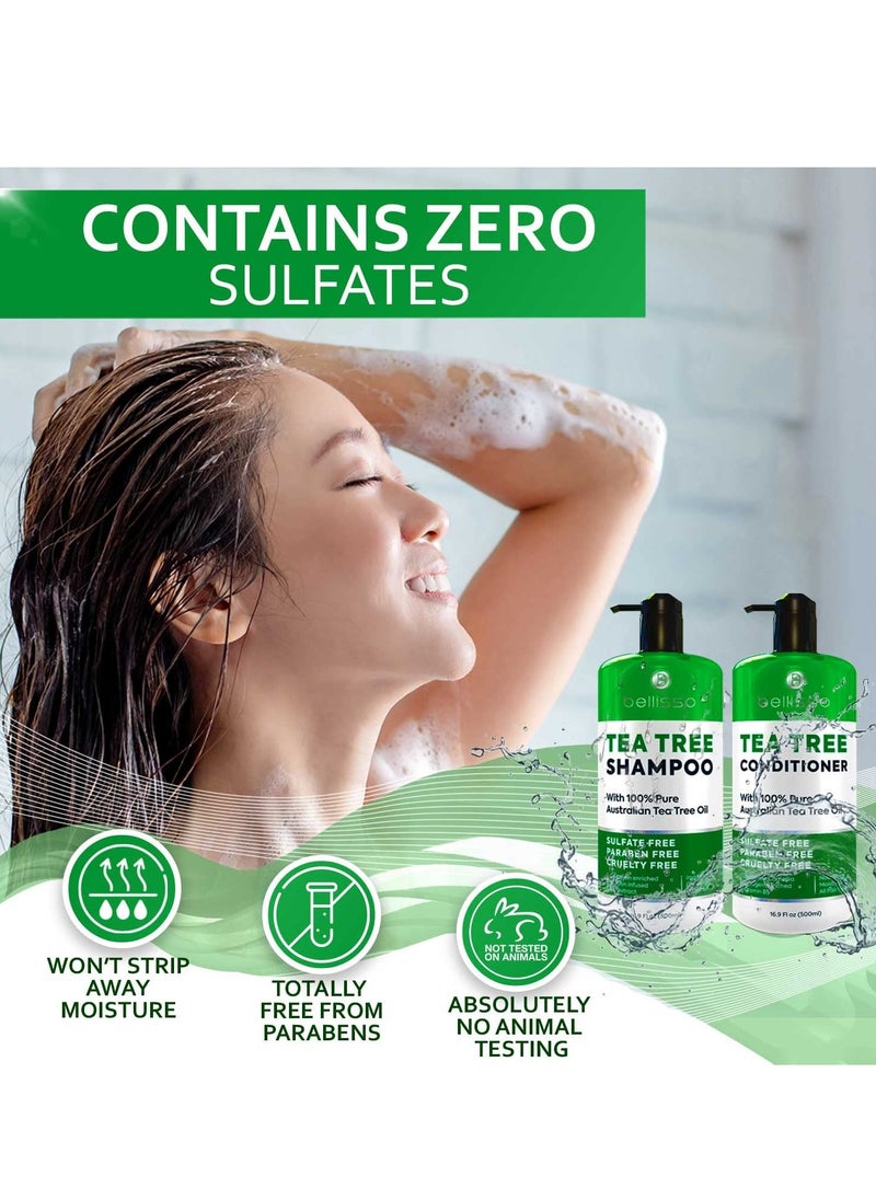 Tea Tree Oil Shampoo and Conditioner Set - Anti Dandruff Treatment for Itchy, Dry Scalps - Ideal for Women and Men with Oily Hair and Scalp Buildup - Sulfate and Paraben Free - pzsku/Z16AC2E0D0C9C9E223513Z/45/_/1739452471/6ff258f6-3fcc-4b68-af43-2fb6ae9ca238