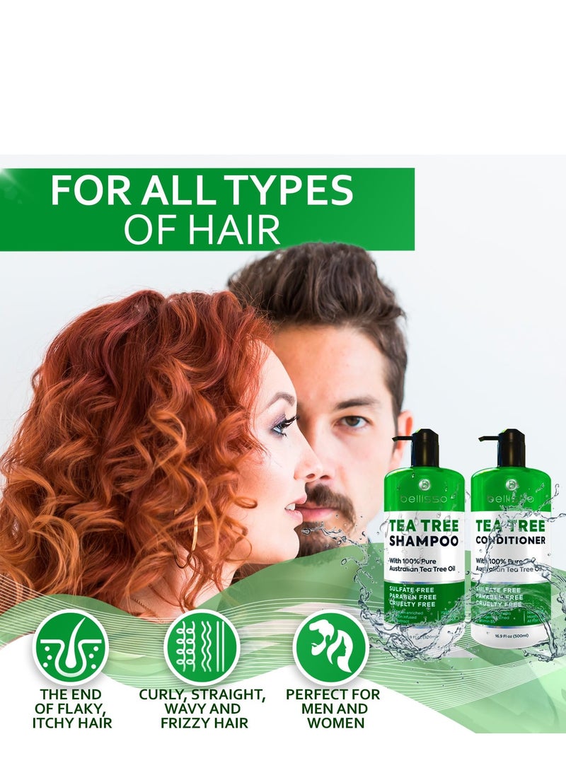 Tea Tree Oil Shampoo and Conditioner Set - Anti Dandruff Treatment for Itchy, Dry Scalps - Ideal for Women and Men with Oily Hair and Scalp Buildup - Sulfate and Paraben Free - pzsku/Z16AC2E0D0C9C9E223513Z/45/_/1739452481/f295e69f-26a6-442d-8849-c960eb081243