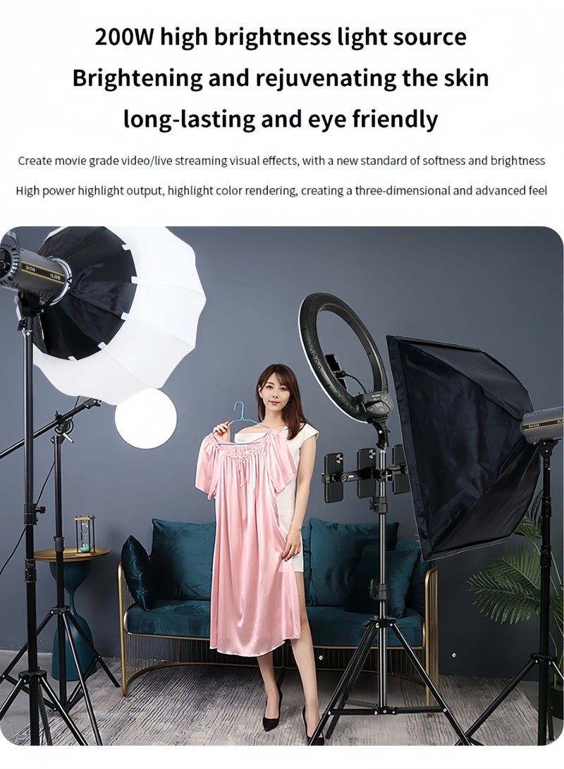 Shitak Professional Bi-Color LED Monolight – 300W COB Studio Light, 33000 Lux @ 1m, 2700-6500K CCT, CRI 96+ TLCI 97+, 85° Beam, Cozylife App Control, DMX, Bowens Mount - Image 2