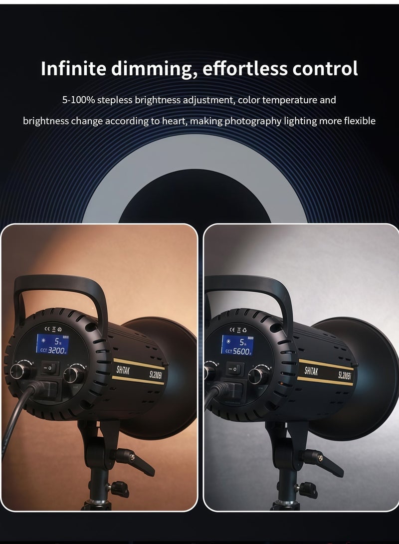 Shitak Professional Bi-Color LED Monolight – 300W COB Studio Light, 33000 Lux @ 1m, 2700-6500K CCT, CRI 96+ TLCI 97+, 85° Beam, Cozylife App Control, DMX, Bowens Mount - Image 5