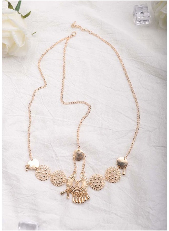 Missgrace - HMetal Chain Jewelry Headband Head Hair Band Tassels Pearl - Image 1