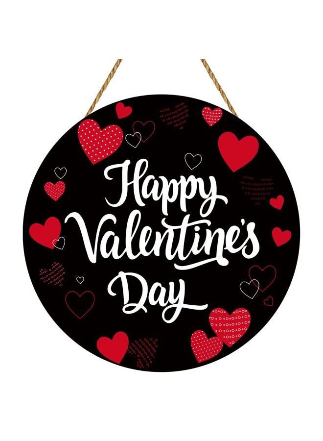 YUNKKIN Classic Wooden Valentine's Day Door Hanger Sign, 12 x 12 x 0.2 inches, Red, Round, Door Mount, Wall Mount, Indoor Decor, Seasonal/Holiday Decor - Image 1