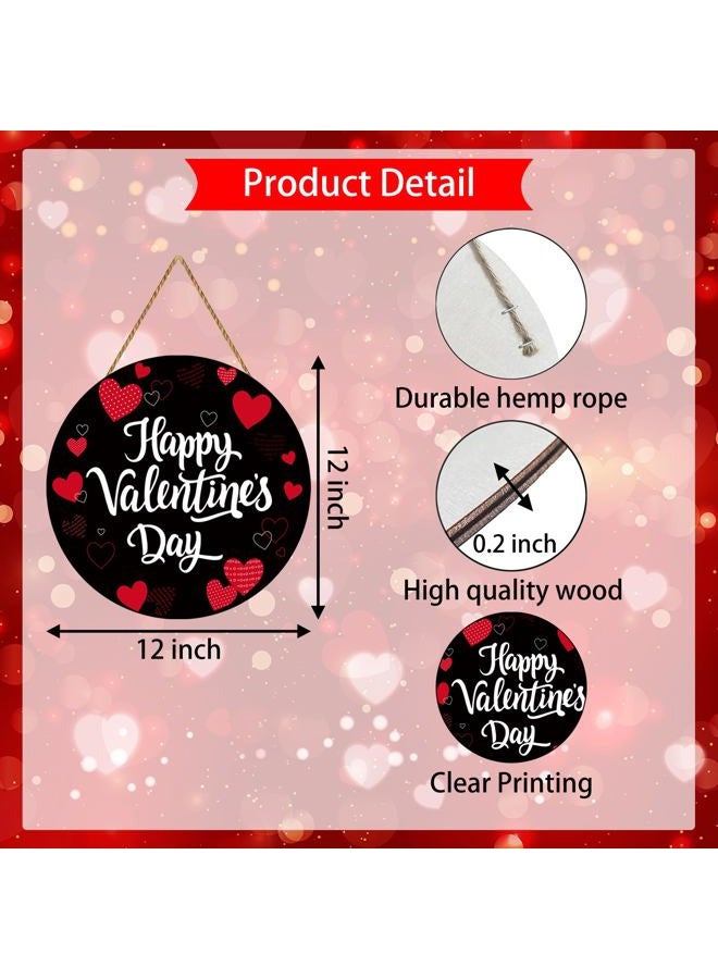 YUNKKIN Classic Wooden Valentine's Day Door Hanger Sign, 12 x 12 x 0.2 inches, Red, Round, Door Mount, Wall Mount, Indoor Decor, Seasonal/Holiday Decor - Image 2