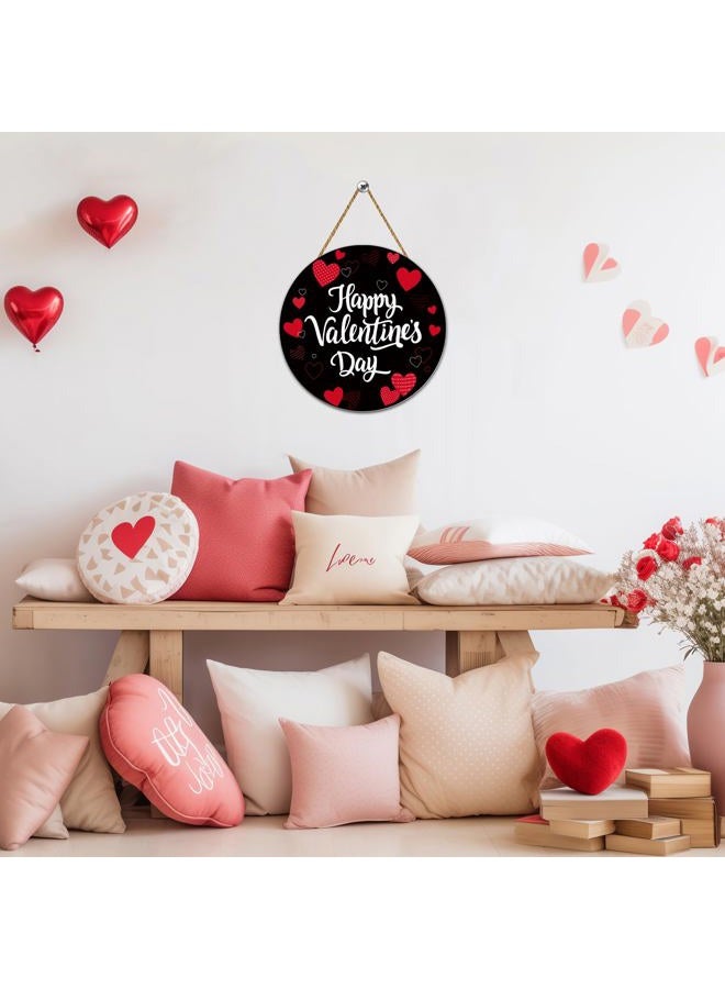 YUNKKIN Classic Wooden Valentine's Day Door Hanger Sign, 12 x 12 x 0.2 inches, Red, Round, Door Mount, Wall Mount, Indoor Decor, Seasonal/Holiday Decor - Image 5