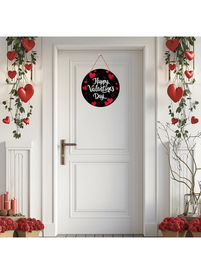 YUNKKIN Classic Wooden Valentine's Day Door Hanger Sign, 12 x 12 x 0.2 inches, Red, Round, Door Mount, Wall Mount, Indoor Decor, Seasonal/Holiday Decor - Image 3