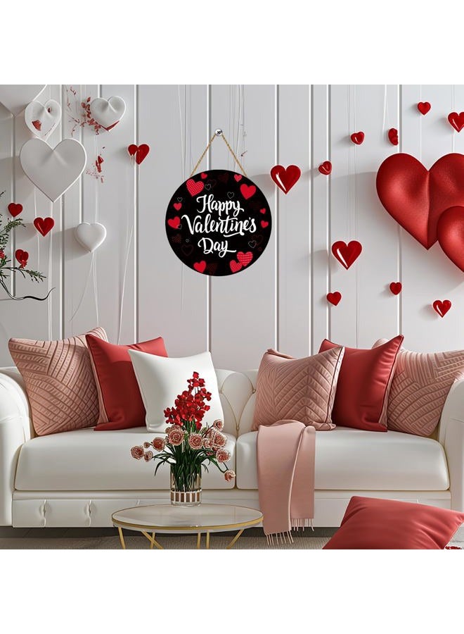 YUNKKIN Classic Wooden Valentine's Day Door Hanger Sign, 12 x 12 x 0.2 inches, Red, Round, Door Mount, Wall Mount, Indoor Decor, Seasonal/Holiday Decor - Image 4
