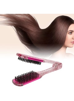 ZJchao ZJchao Clamp Hair Brush Double Sided Brush Clamp Hair Straightening Brush V Shape Double Comb Hair Straightening Splint Comb Soft Hair Straightener Clamp Brush Styling Tool Brushes for Women Men 