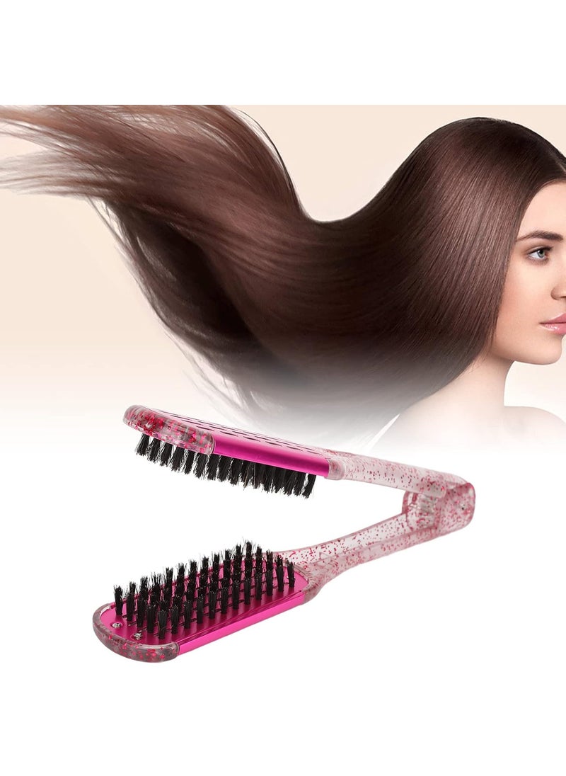 ZJchao ZJchao Clamp Hair Brush Double Sided Brush Clamp Hair Straightening Brush V Shape Double Comb Hair Straightening Splint Comb Soft Hair Straightener Clamp Brush Styling Tool Brushes for Women Men 
