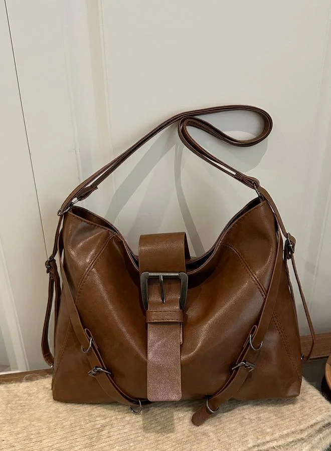 تايك تو Brown Faux Leather Shoulder Bag
