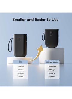 NIIMBOT D11 New Version Label Maker Machine D11-H Label Printer with Tape, 300dpi Upgraded Resolution, Bluetooth Label Printer, Portable Thermal Printer with 15mm Printing Width, Sticker Maker for Clothing Food Organizing Home Office School, Black  - Image 2