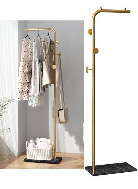 Metal Coat Rack with Hooks and Stable Base Modern Coat Tree with Crossbar L Shaped Coat Hanger Stand Perchero De Pie Free Standing Coat Rack for Entryway and Corner Shelves (L-Type Gold)